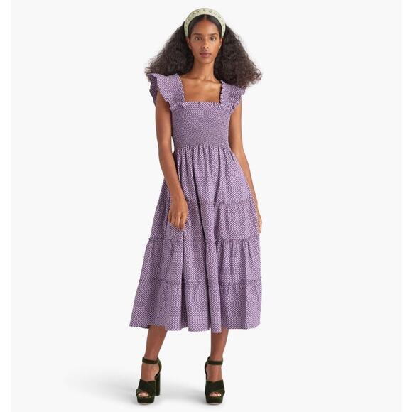 HILL HOUSE Ellie Nap Dress in Plum Jacquard Floral XS - Picture 1 of 10